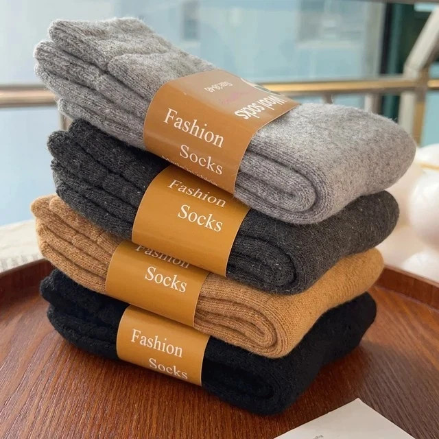 3 Pairs Women 100% Wool Cashmere Thick Thermal Multi-Color Winter Warm