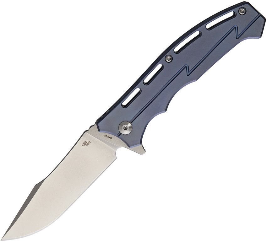 CH Knives Blue Titanium Framelock Folding Pocket Knife - CH3009