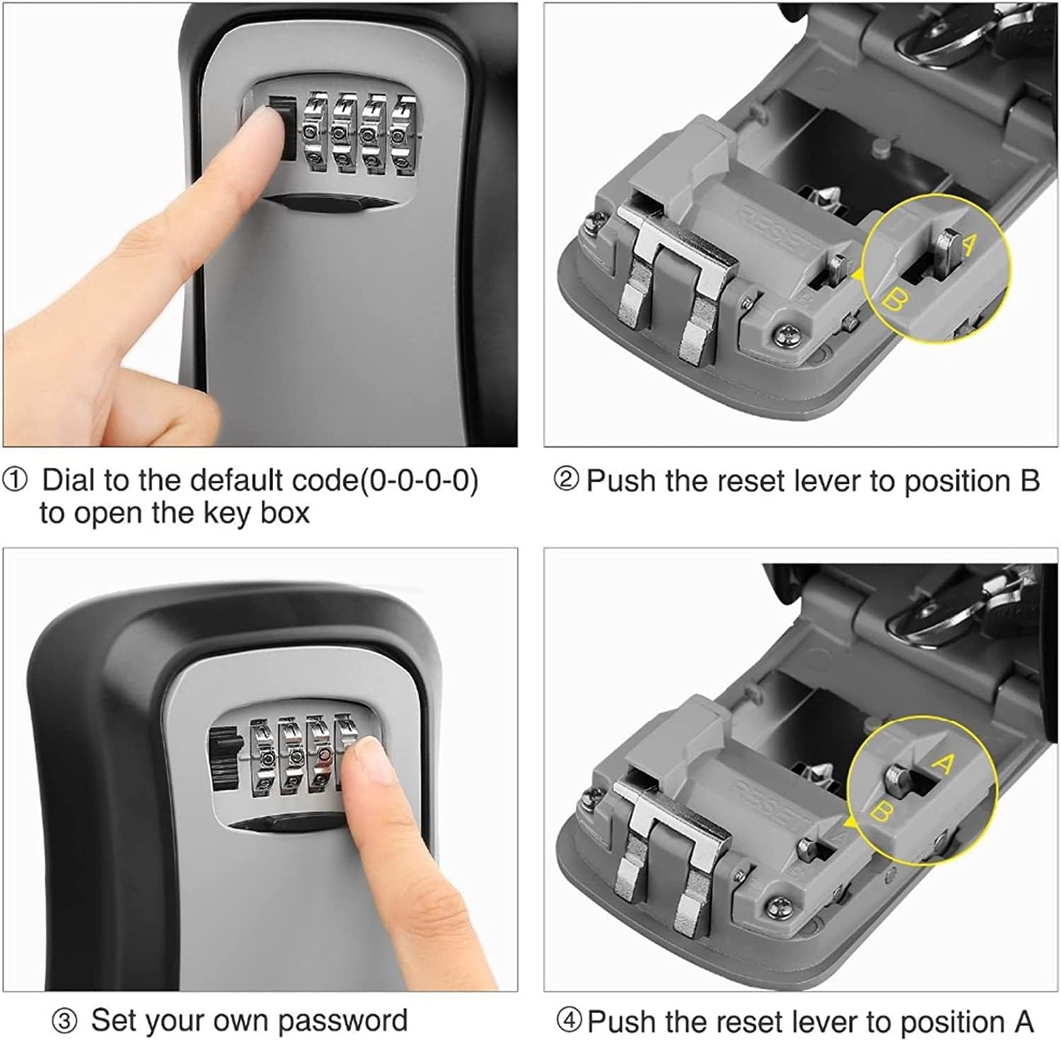 TTRWIN Key Lock Box, Resettable 4 Digit Combination Spare 1 Pack, Gray-116
