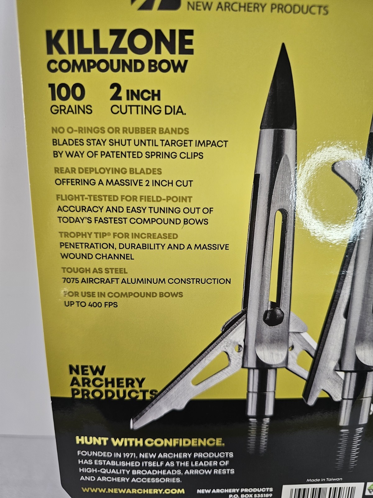 NAP Killzone Mechanical Broadhead 2 Blades 100 Grains 2” Cutting Diameter 3 Pack