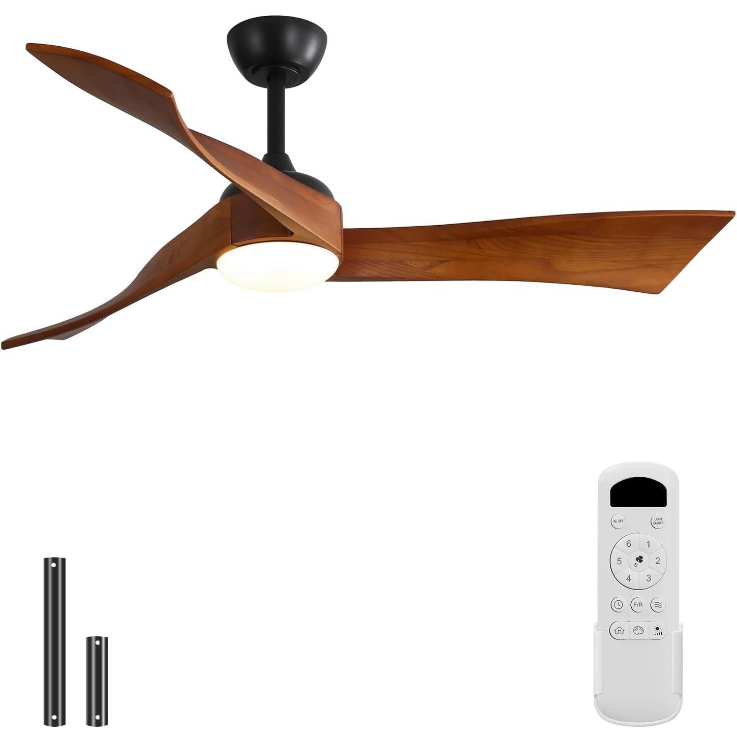 52'' Solid Wood Ceiling Fan DC Motor 3 Blades Fans with Lights & Remote Control
