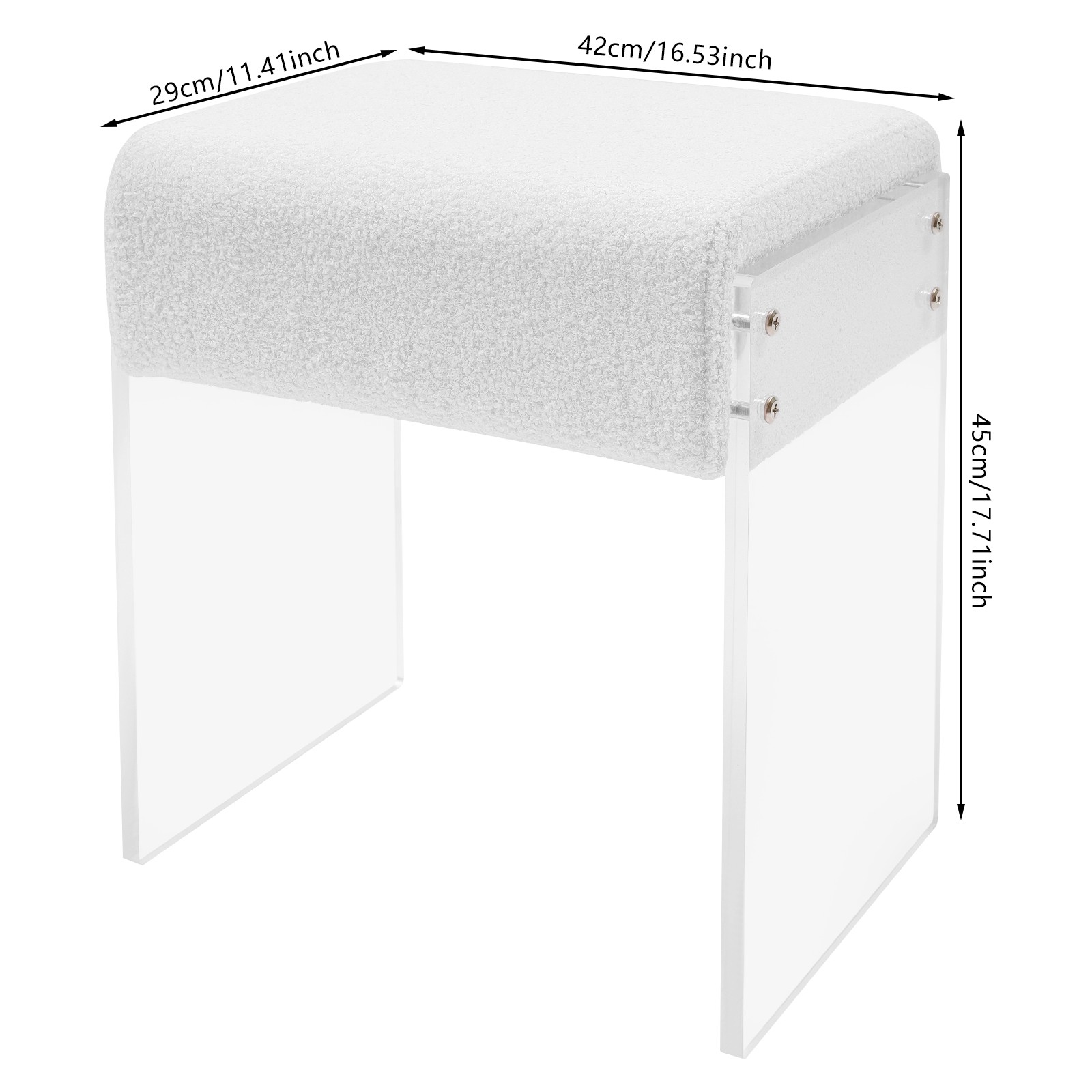 Modern Minimalist Acrylic Stool Chair Makeup Stool Chair W/ Cushion Vanity Stool
