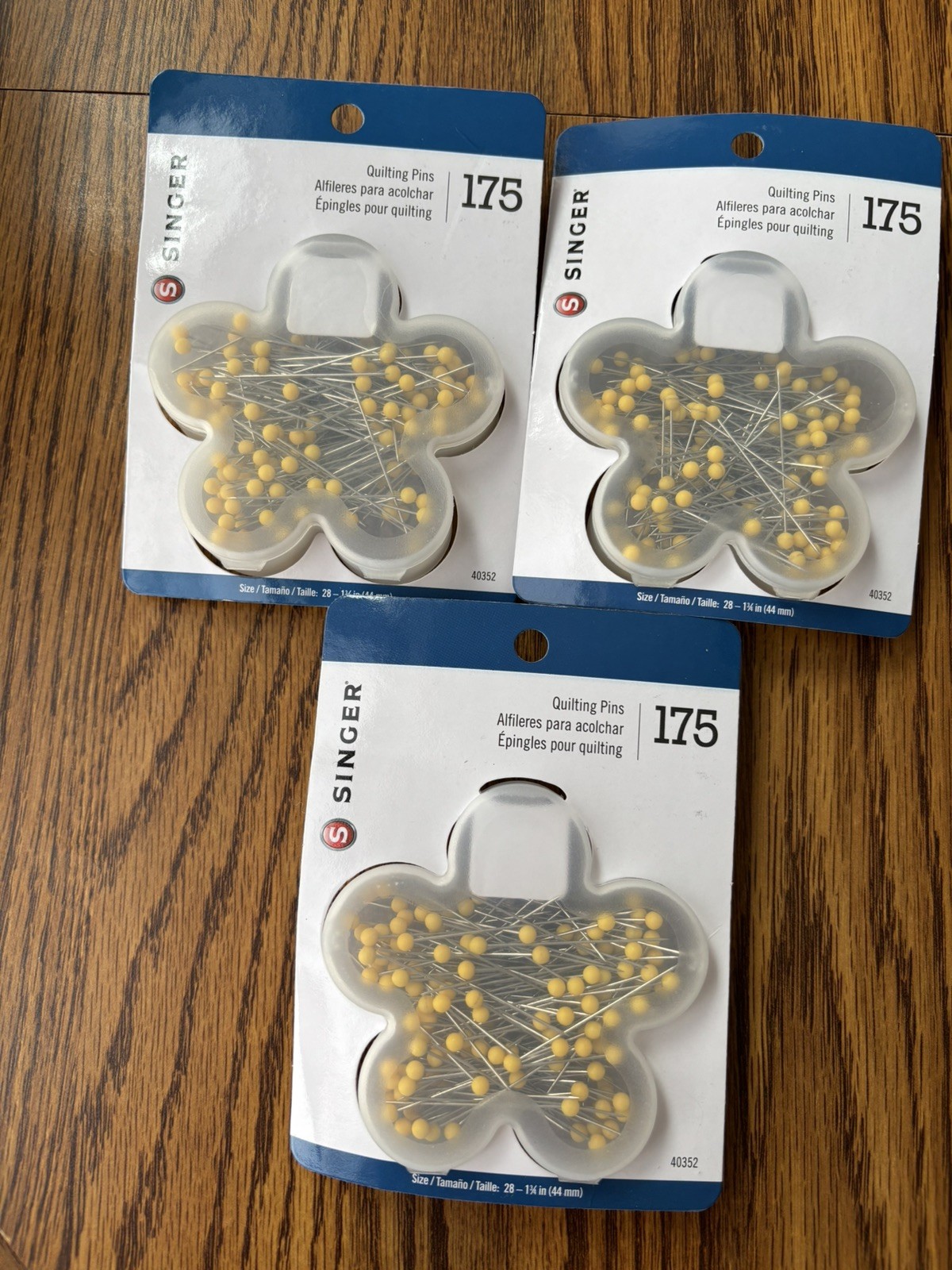 Brand New Lot Of 3 Packages Of 175 Ct Singer Quilting Pins Total 525 Pins