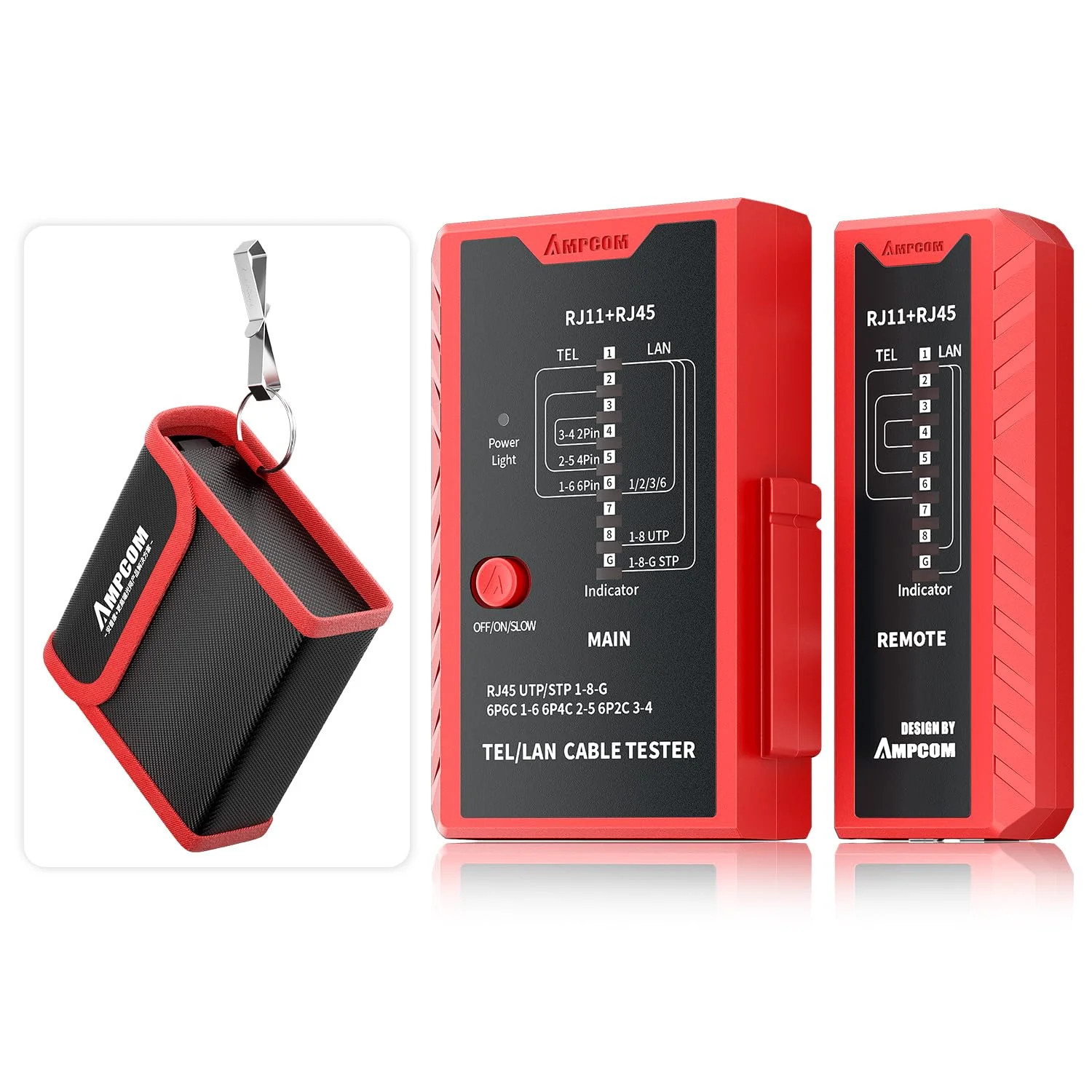 Network Cable Tester RJ45 for LAN & TEL Continuity of RJ45/11/12 CAT5E CA