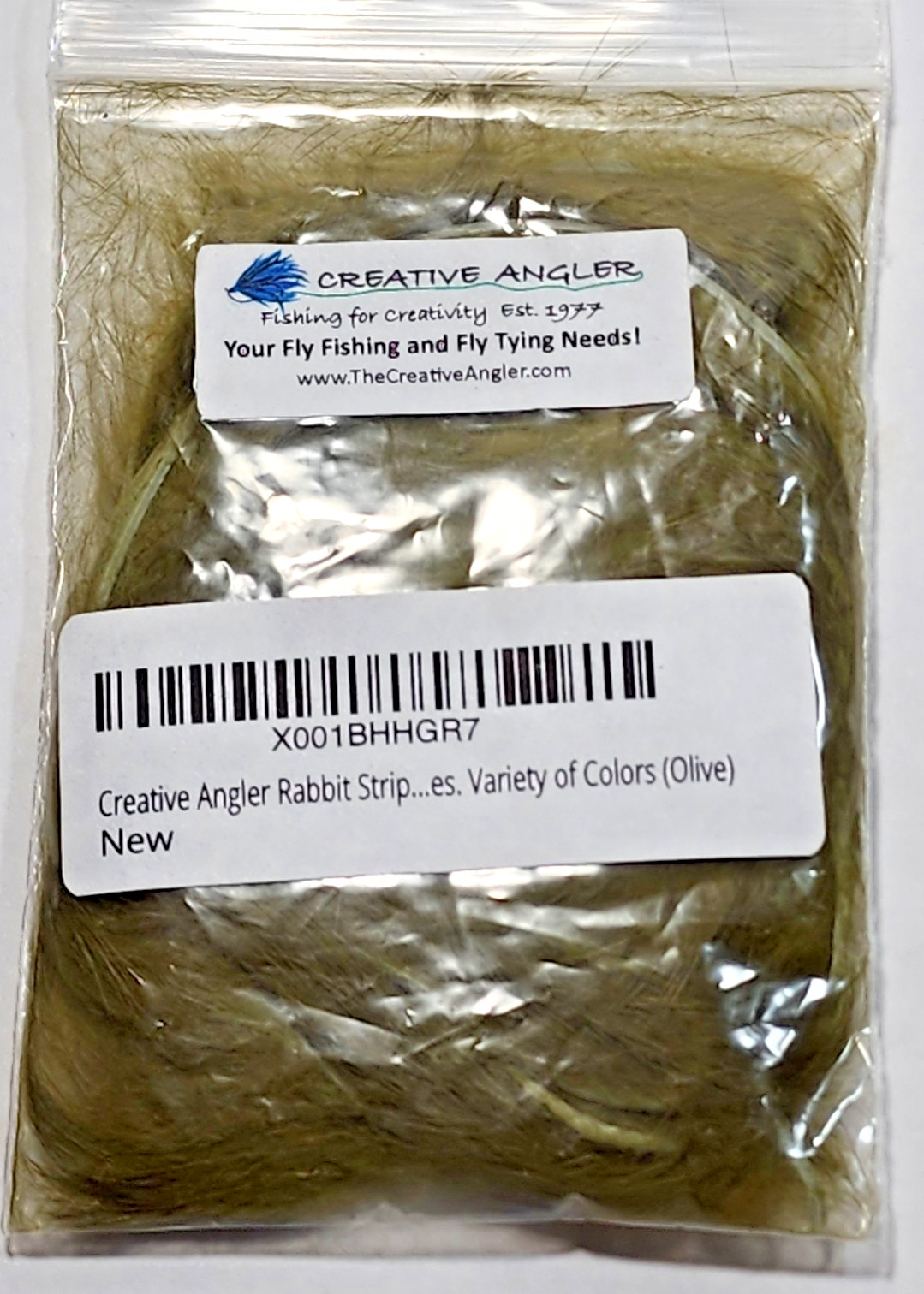 Creative Angler Rabbit Strips Cross Cut for Fly Tying or Tying Flies OLIVE