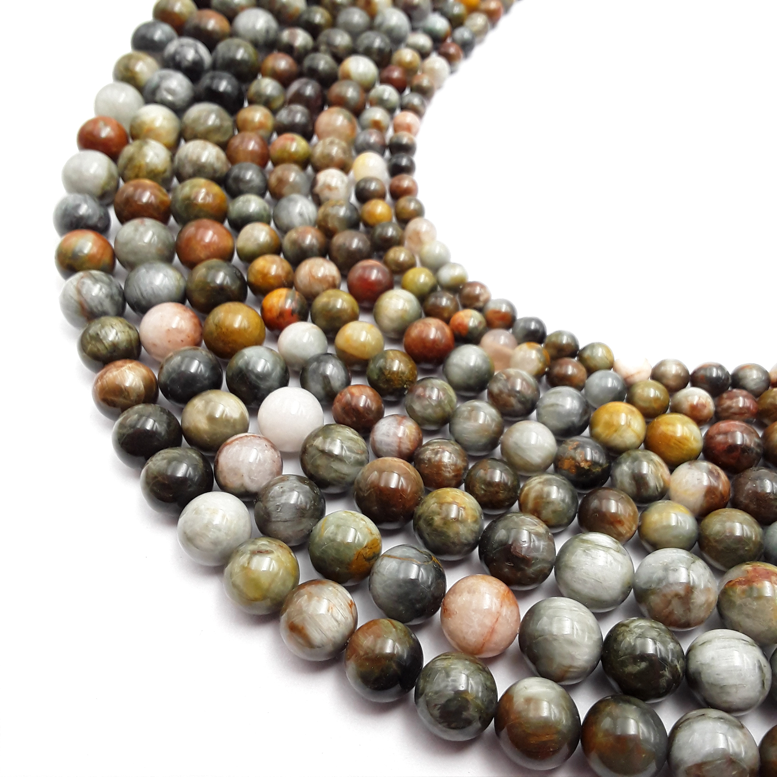 Multi-Color Eagle's Eye Smooth Round Beads 3mm 4mm 6mm 8mm 10mm 12mm 15.5"Strand