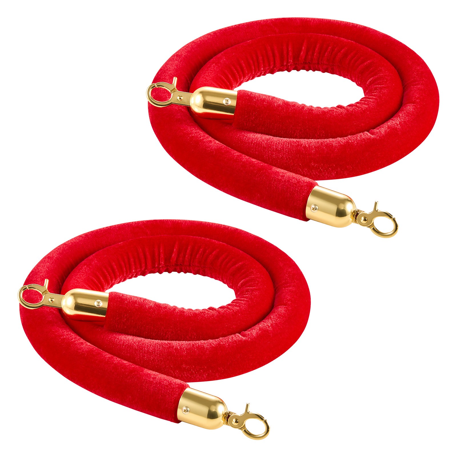 Uimoso 2 Pcs Red Velvet Barrier Stanchion Ropes 5 ft with Gold Connectors