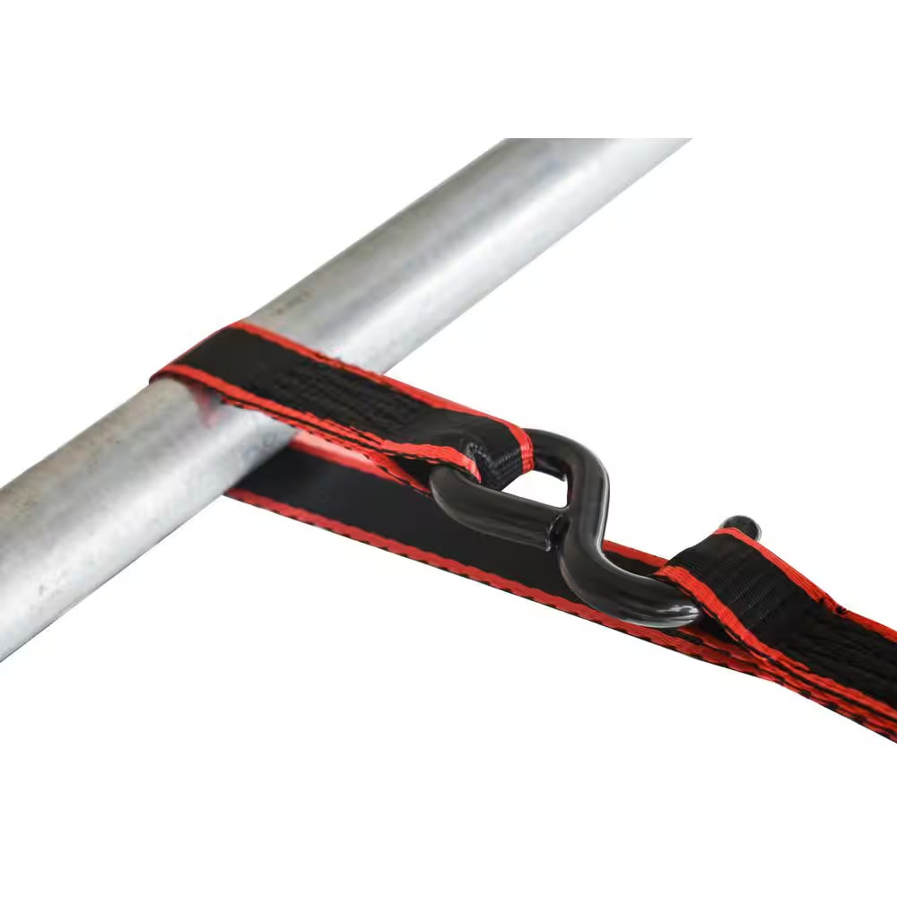 RATCHET TIE-DOWN STRAPS 4-PACK 12 Ft. X 1 in Quick Release Hook 1500 Lbs. Work