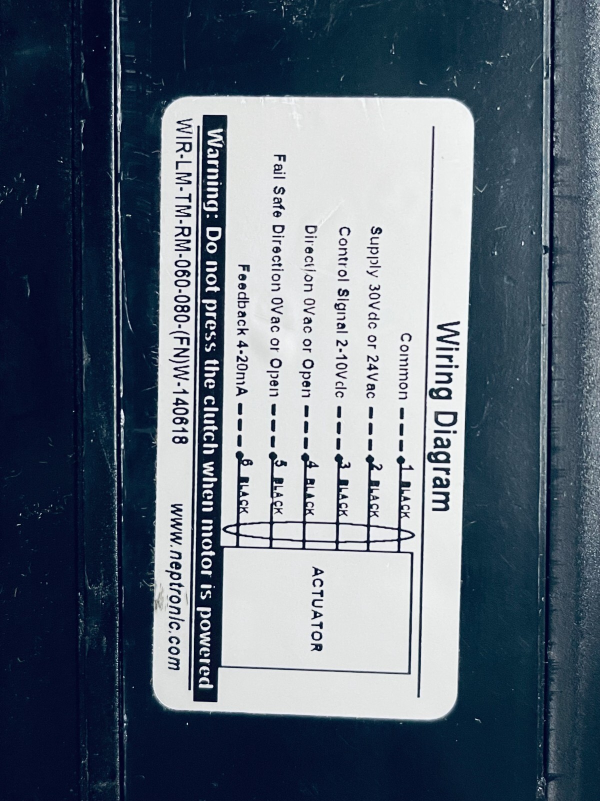 Neptronic RM060W Damper Actuator, Spring Return, 24vac 30vdc