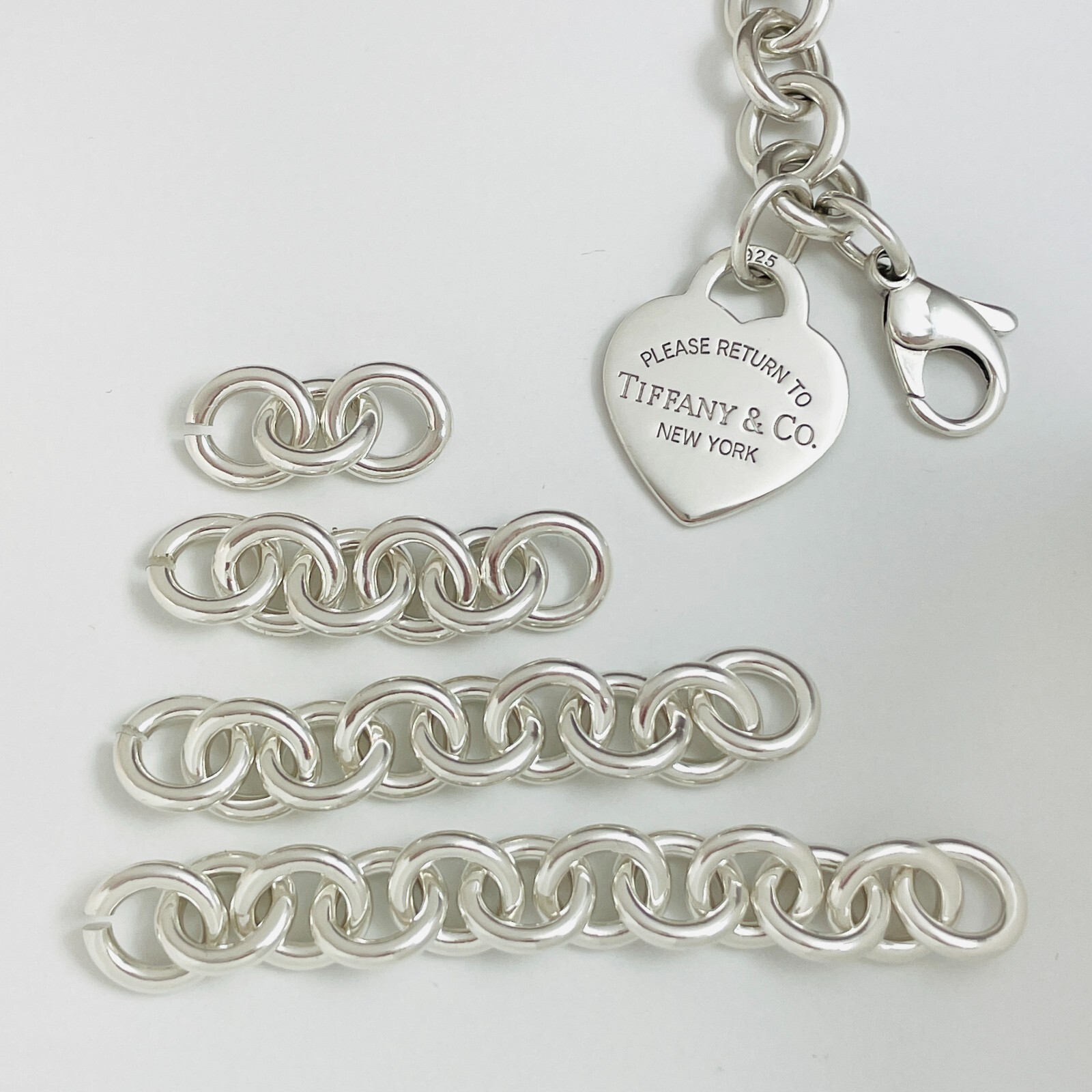 Return to Tiffany Heart Tag Charm Bracelet Lengthen Extension Repair Chain Links