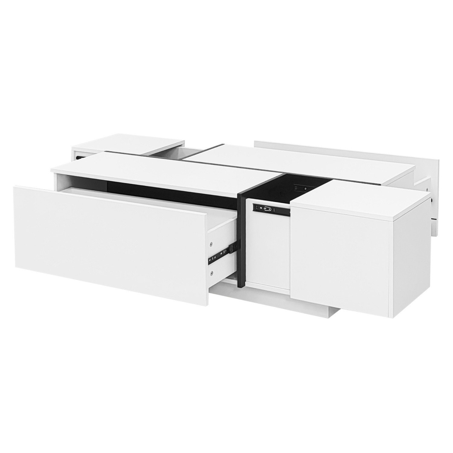 Modern Coffee Table Side End Table Extendable Sliding Top w/ Hidden Storage