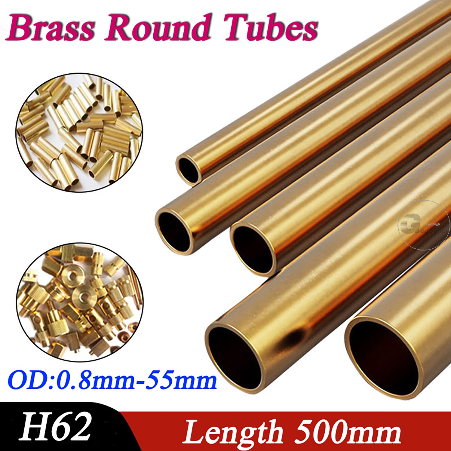 H62 Brass Round Tubes VARIOUS SIZES Length 500mm Brass Hollow Pipe OD:0.8mm-55mm