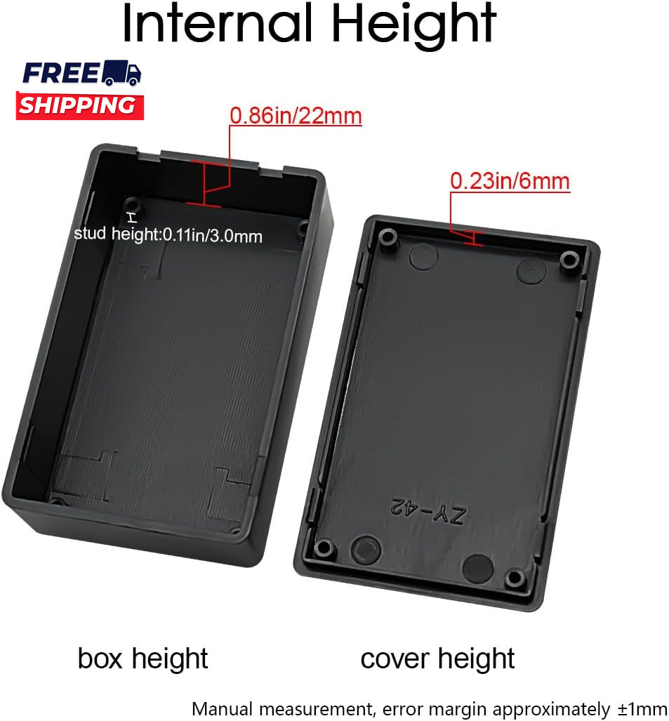 5 Pieces Plastic Project Boxes Junction Case for Electronic Project Black