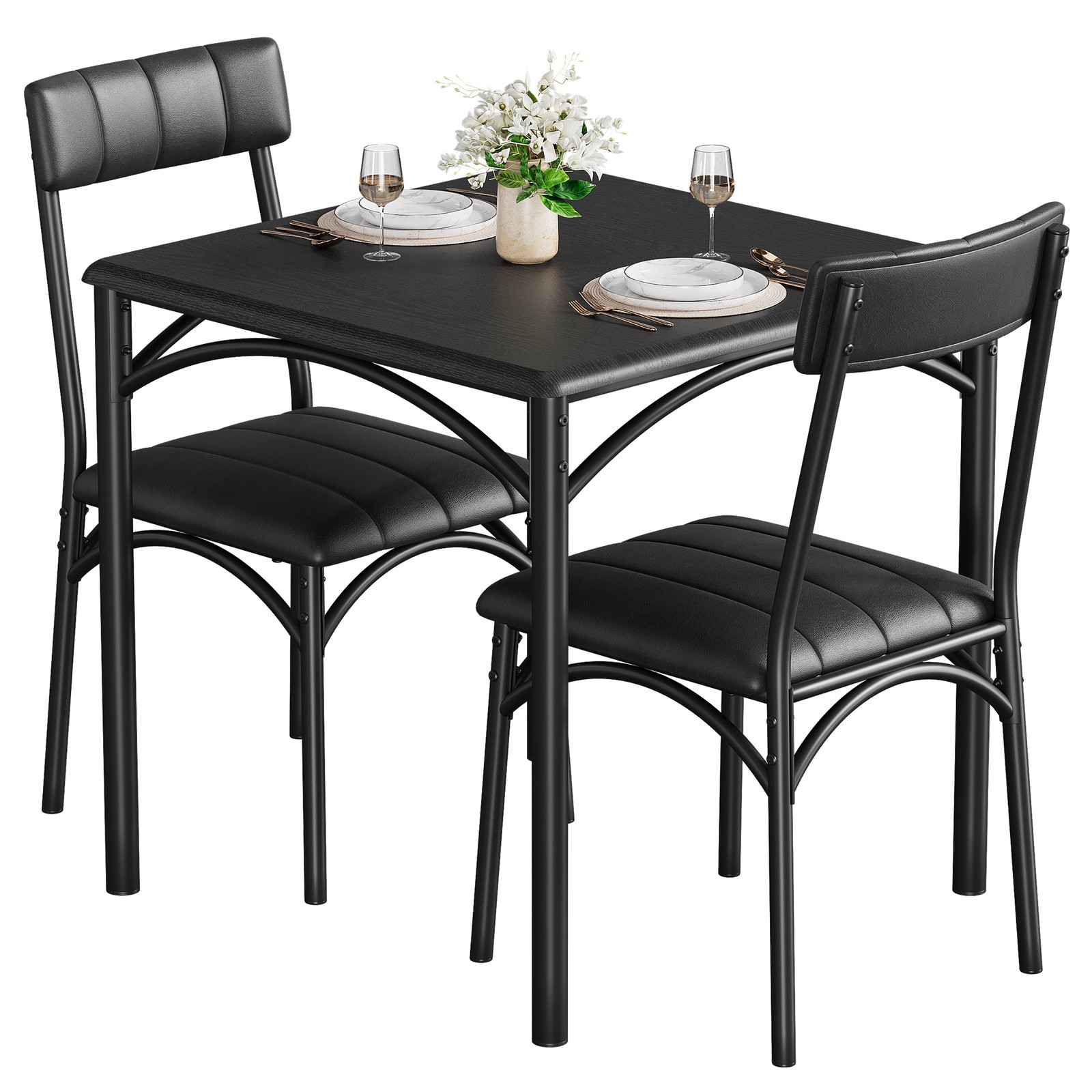 Dining Table Set Kitchen Dining Table Set for 2 W/Upholstered Chairs Apartment