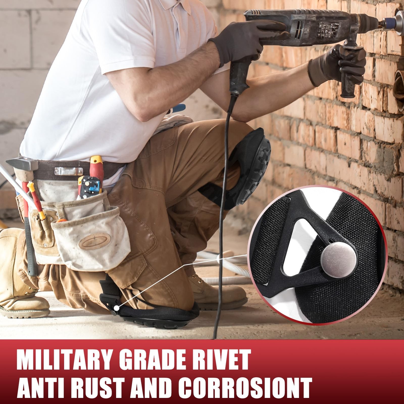 Professional Knee Pads for Work Construction with Heavy Duty Cap Foam Padding...