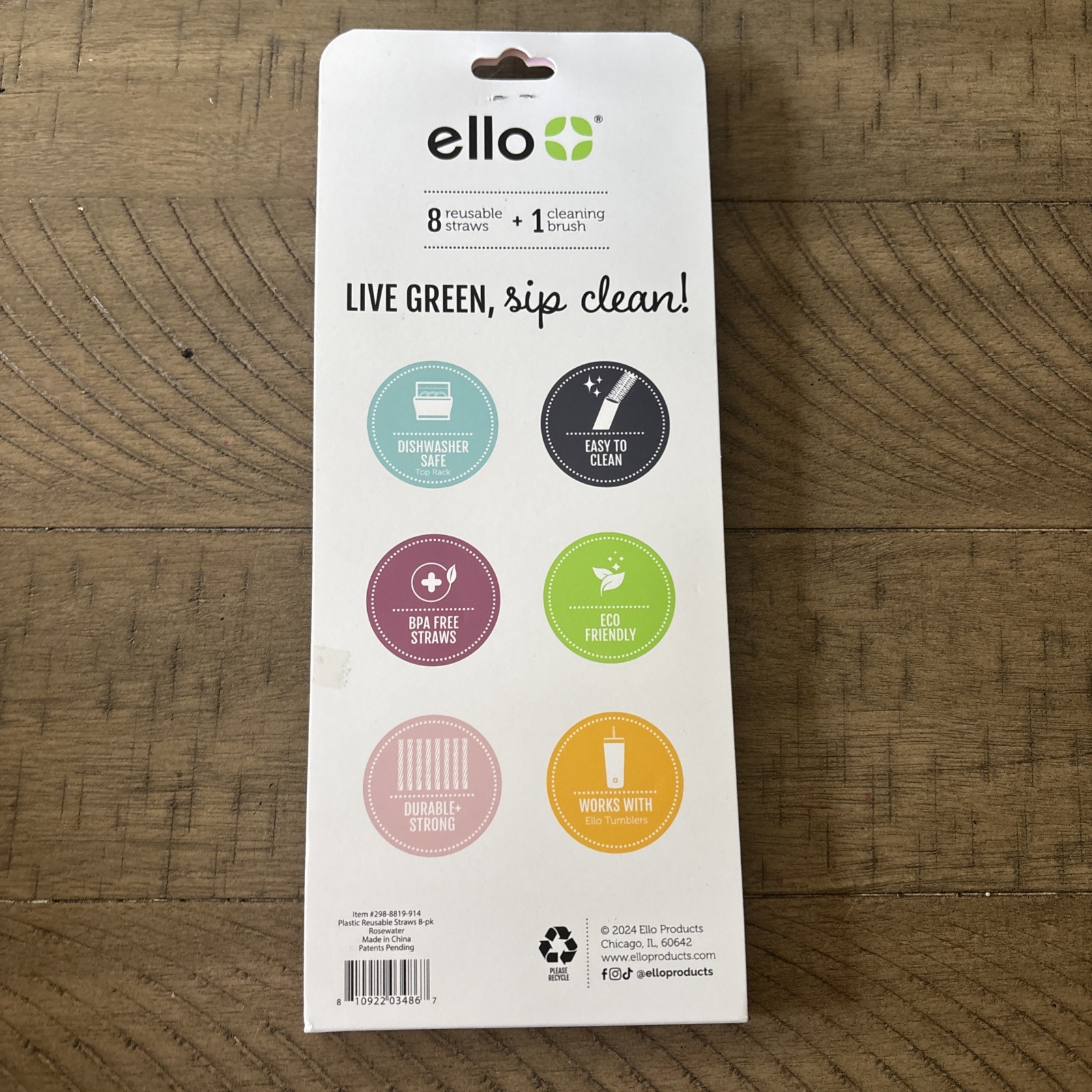 Ello Impact Tumblers Plastic Reusable Straws 8 Pack