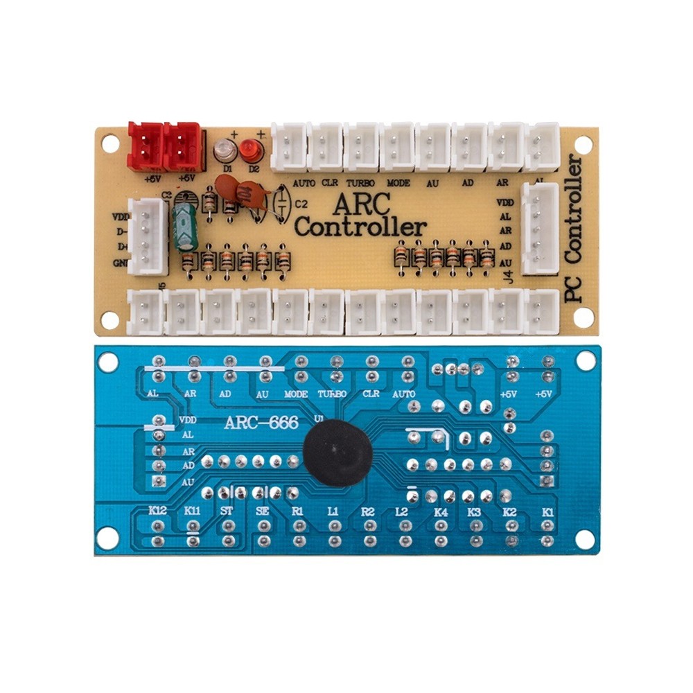 2XUSB Arcade Encoder Zero Delay PC to Joystick 5Pin MAME Sanwa Push Button+Cable