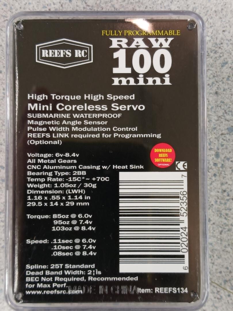 Reefs RC Raw 100 Mini Servo Programmable REEFS134 Brand New!!