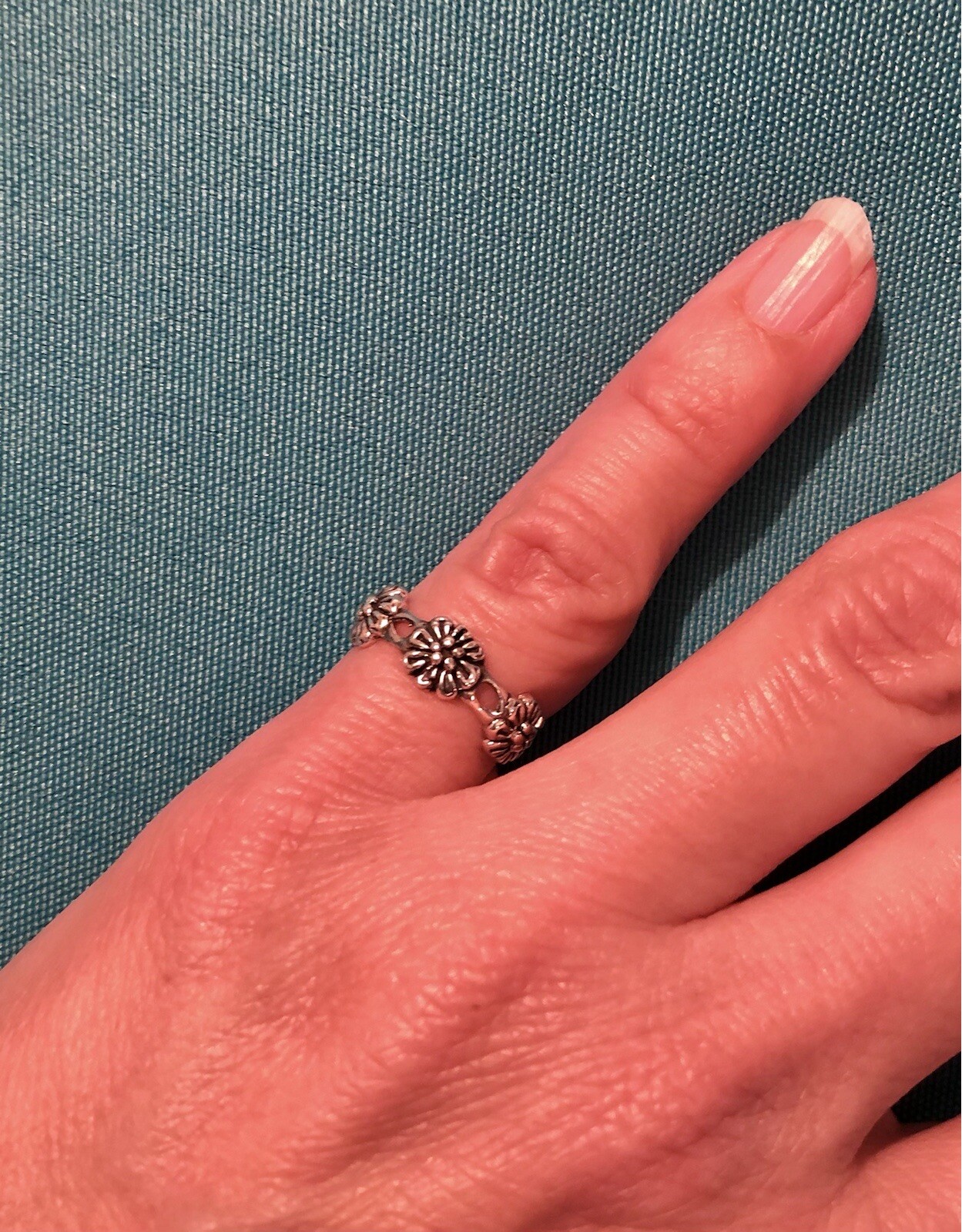 Toe Ring Sterling Silver Flower Adjustable Childrens Pinky Finger