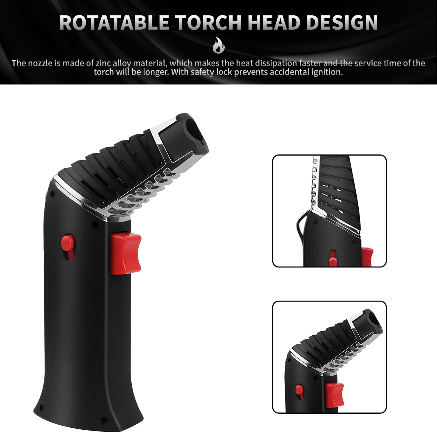 Refillable Kitchen Torch with Adjustable Flame , Safety Lock Food Torch for BBQ