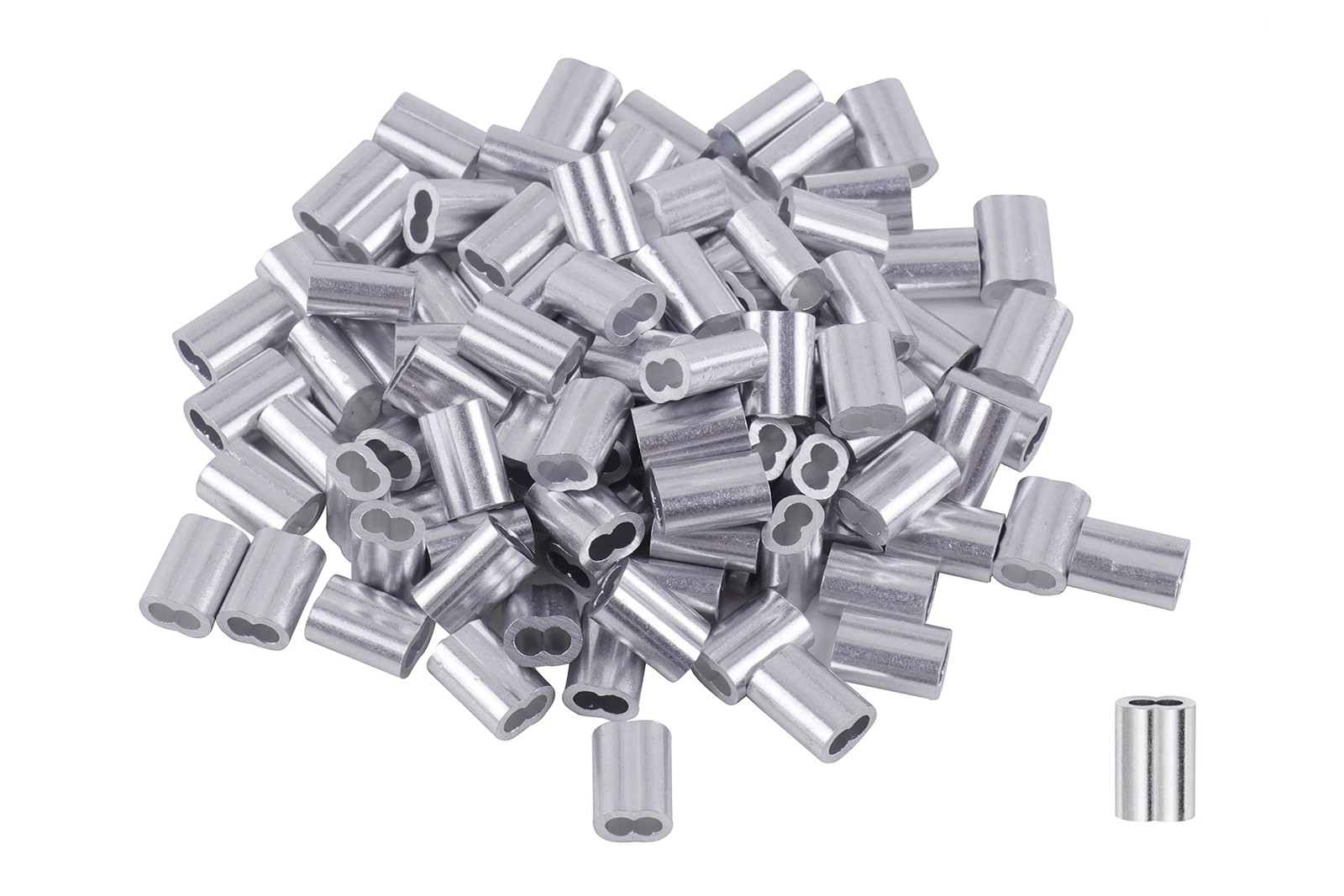 50Pcs Aluminum Crimping Loop Sleeves Cable Crimp for 3/16" Wire Rope End
