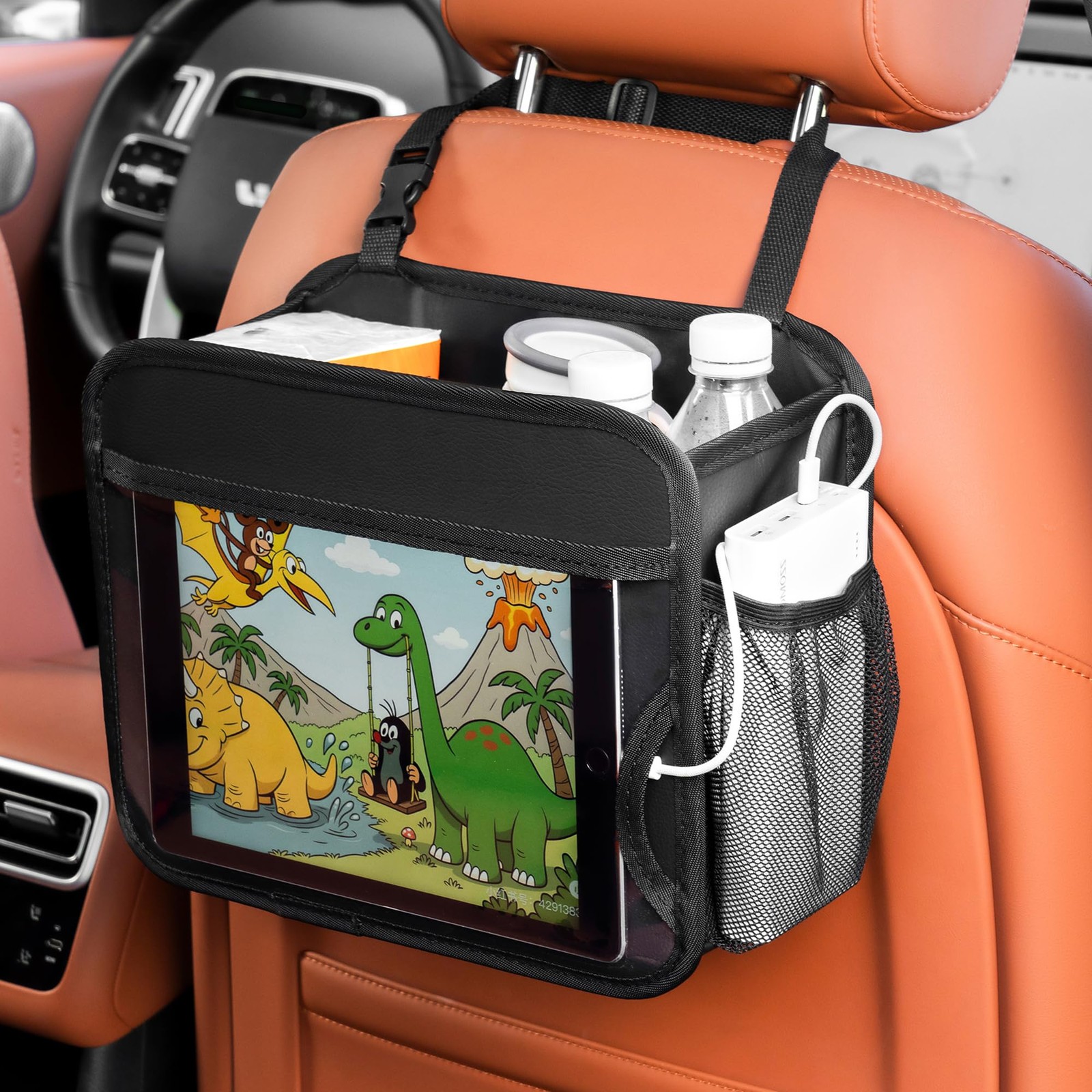 Car Organizer Bag for Back Seat Front Seat or Between Seats Premium PU Leathe...