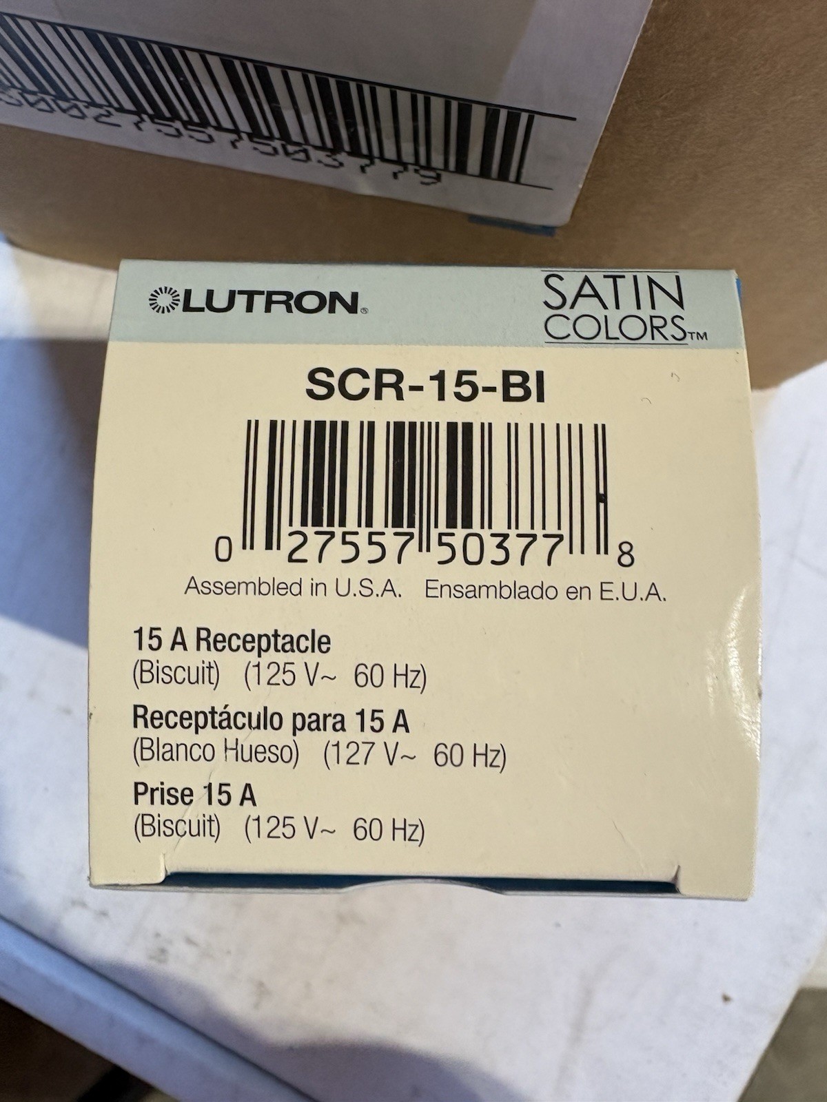 Lutron 15A Receptable Biscuit SCR-15-BI Brand New
