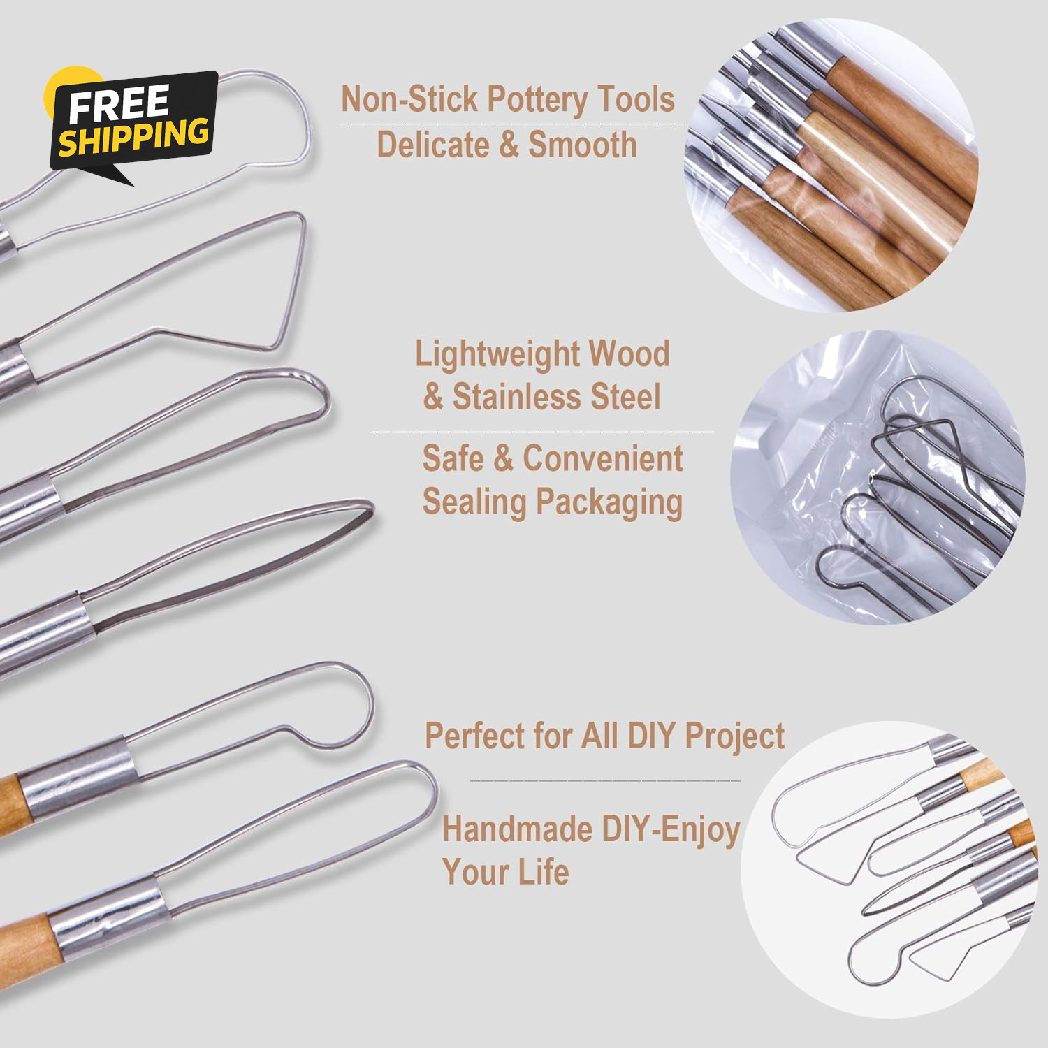 61Pcs Ceramic Clay Tools Kit Pottery Tools Clay Sculpting Carving Tool Set