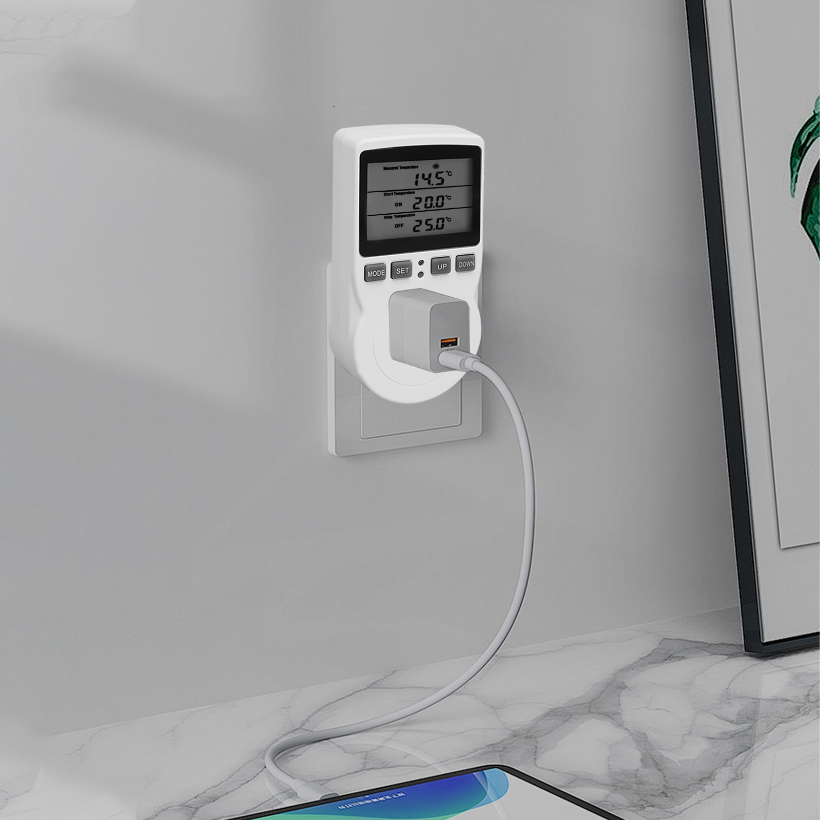 Outlet Plug Temperature Controller Dual Display Outlet Thermostat For Greenhouse