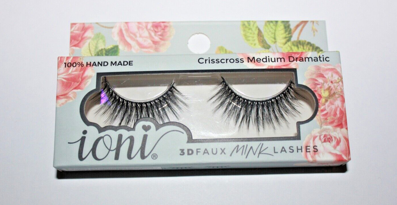Ioni 3D Faux Mink Lashes 100% Hand 9911 Crisscross Medium Dramatic In Box + Gift