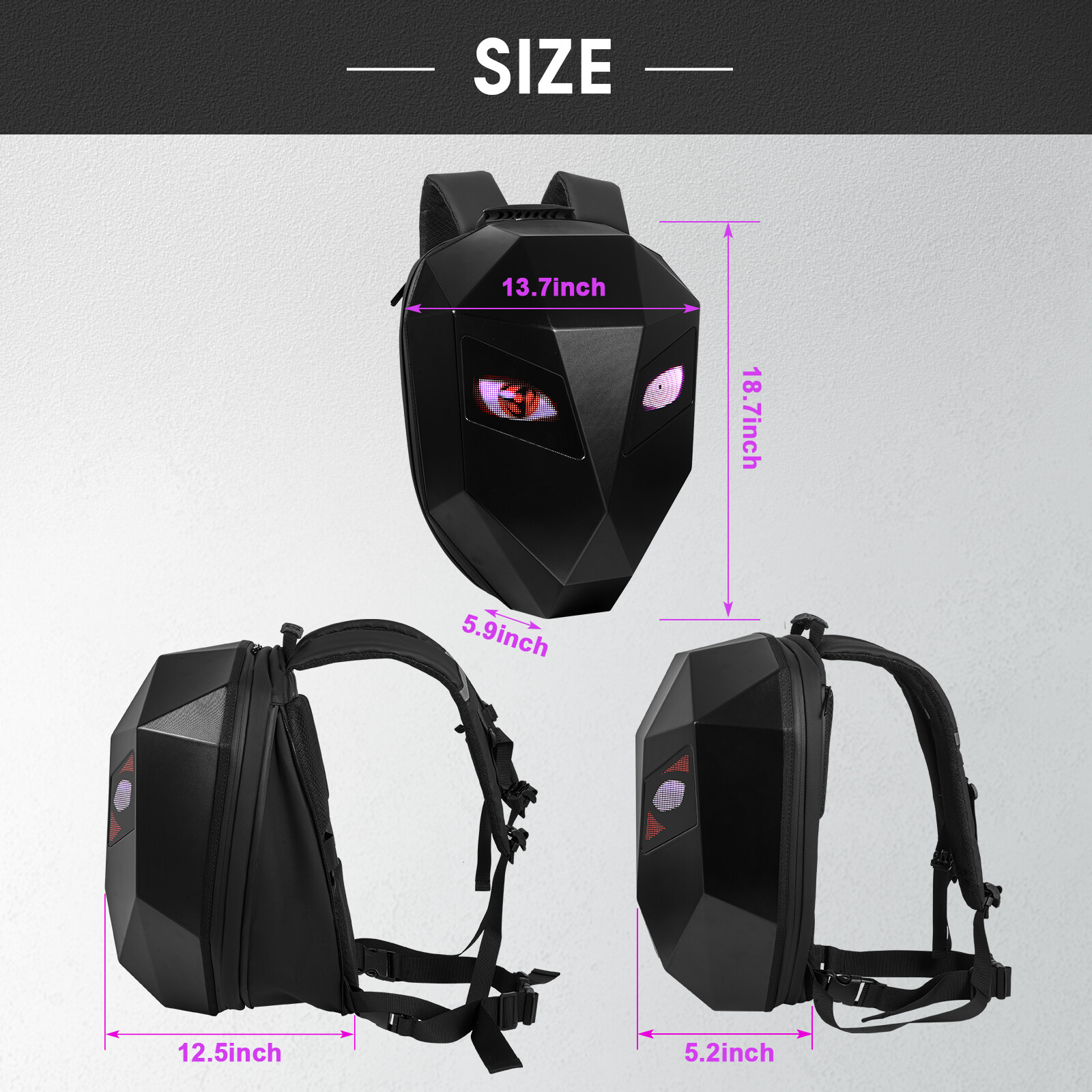 Motorcycle LED Knight Backpack Laptop Bag DIY programming Backpack 3D Waterproof