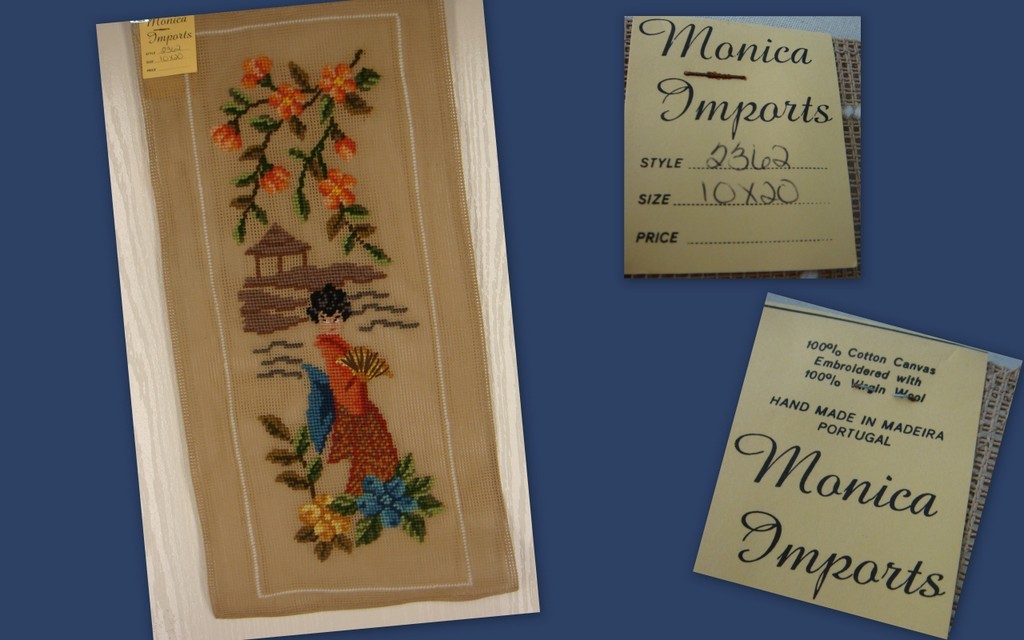 Vtg orient7 Monica Imports Preworked Portugal Needlepoint Oriental 10" x 20" NWT