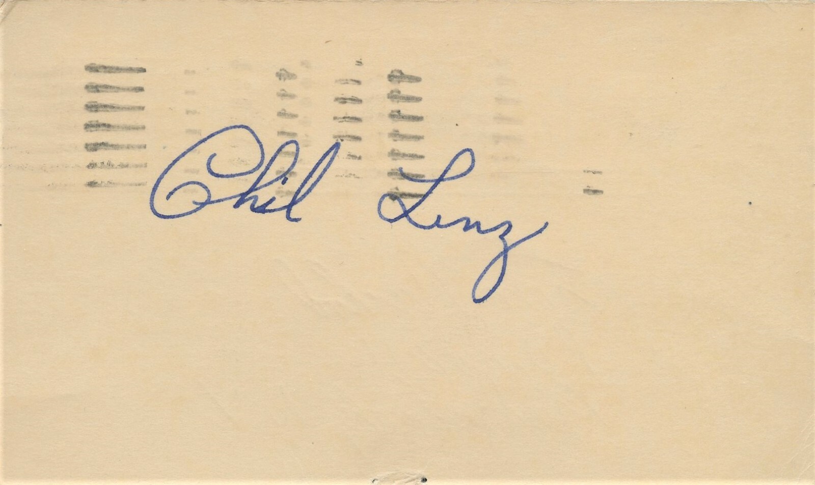 Vintage PHIL LINZ Autograph
