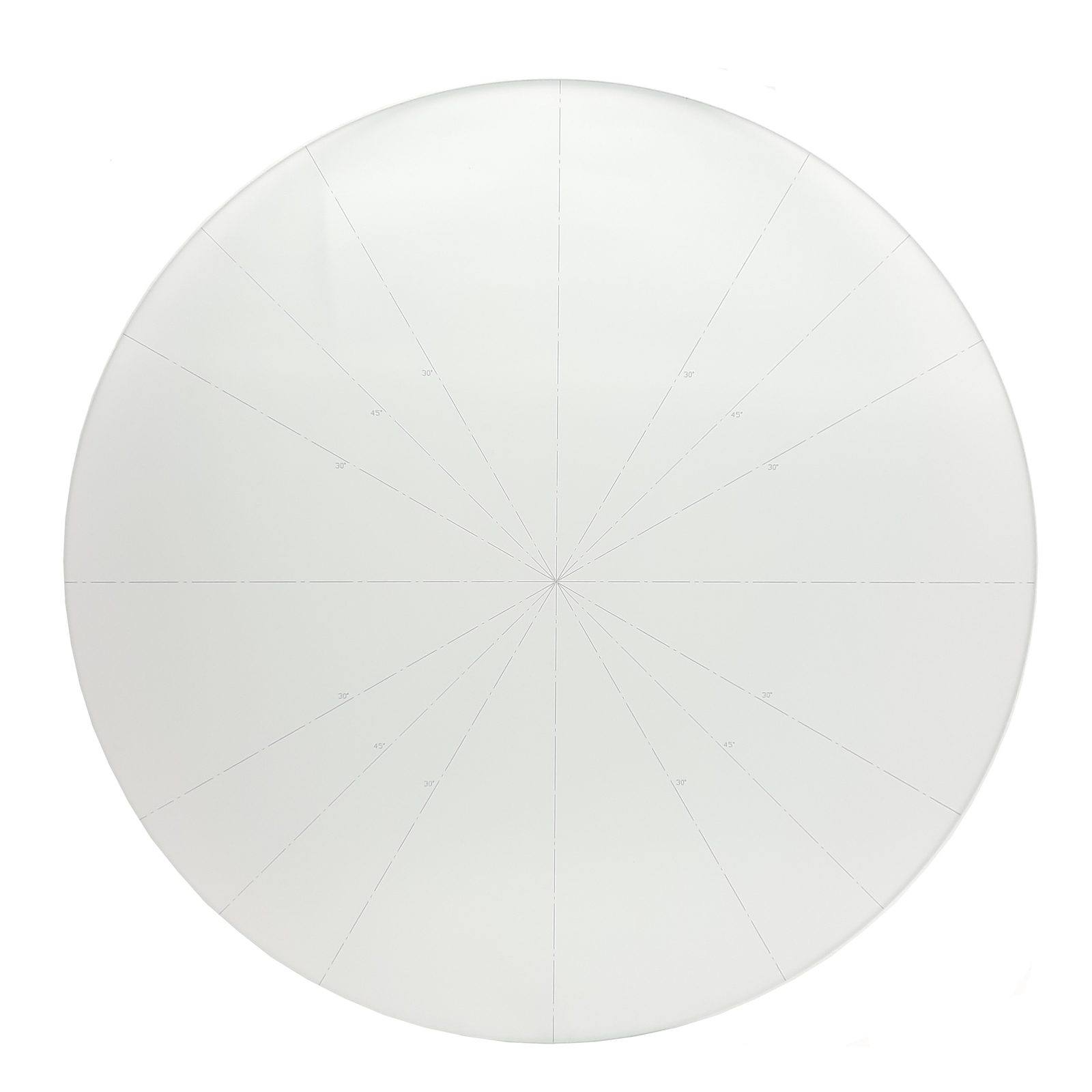 Optical Comparator Glass Face Plate, 20-1/8in Diameter, 30°/45° Radial Scale