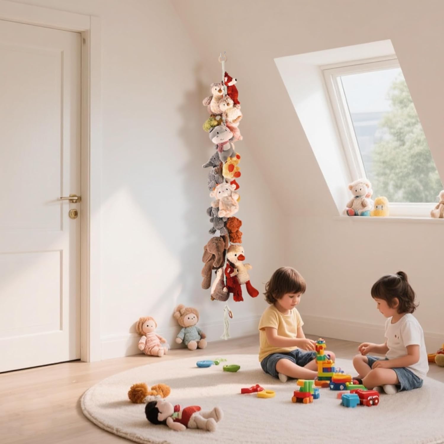 80" 2-Pack Cotton Hanging Storage Chain For Stuffed Animals Storage with 20 Meta