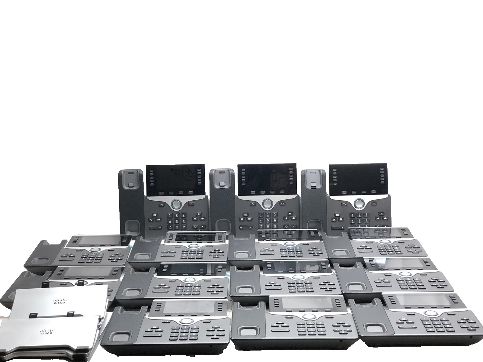 Lot of 14 Cisco CP-8861 IP Phone VoIP Color Screen Gigabit PoE with stands