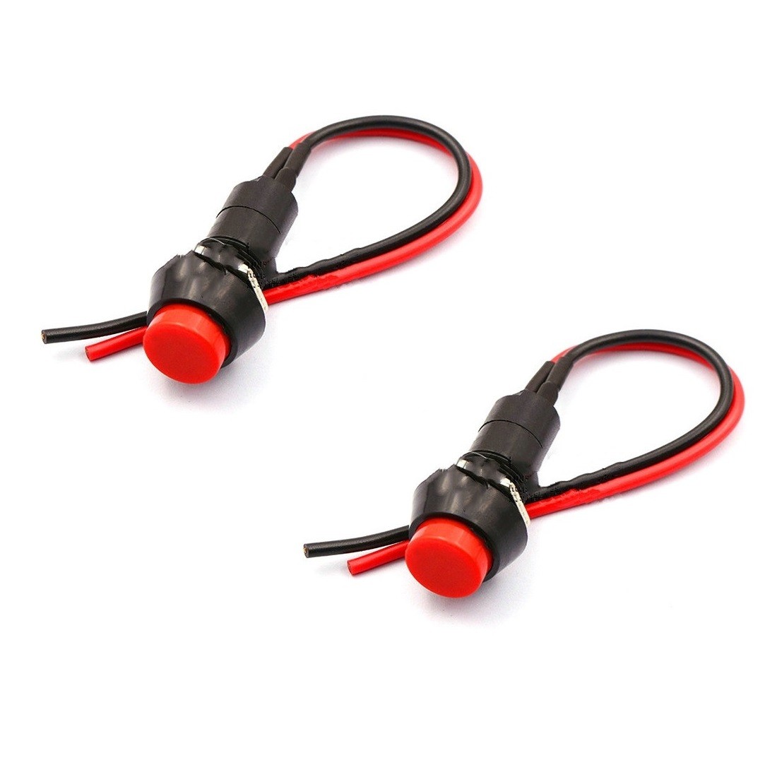 2x Red Round Circle Momentary Reset Push Button Switch Wired Car/Truck DC 12V 5A