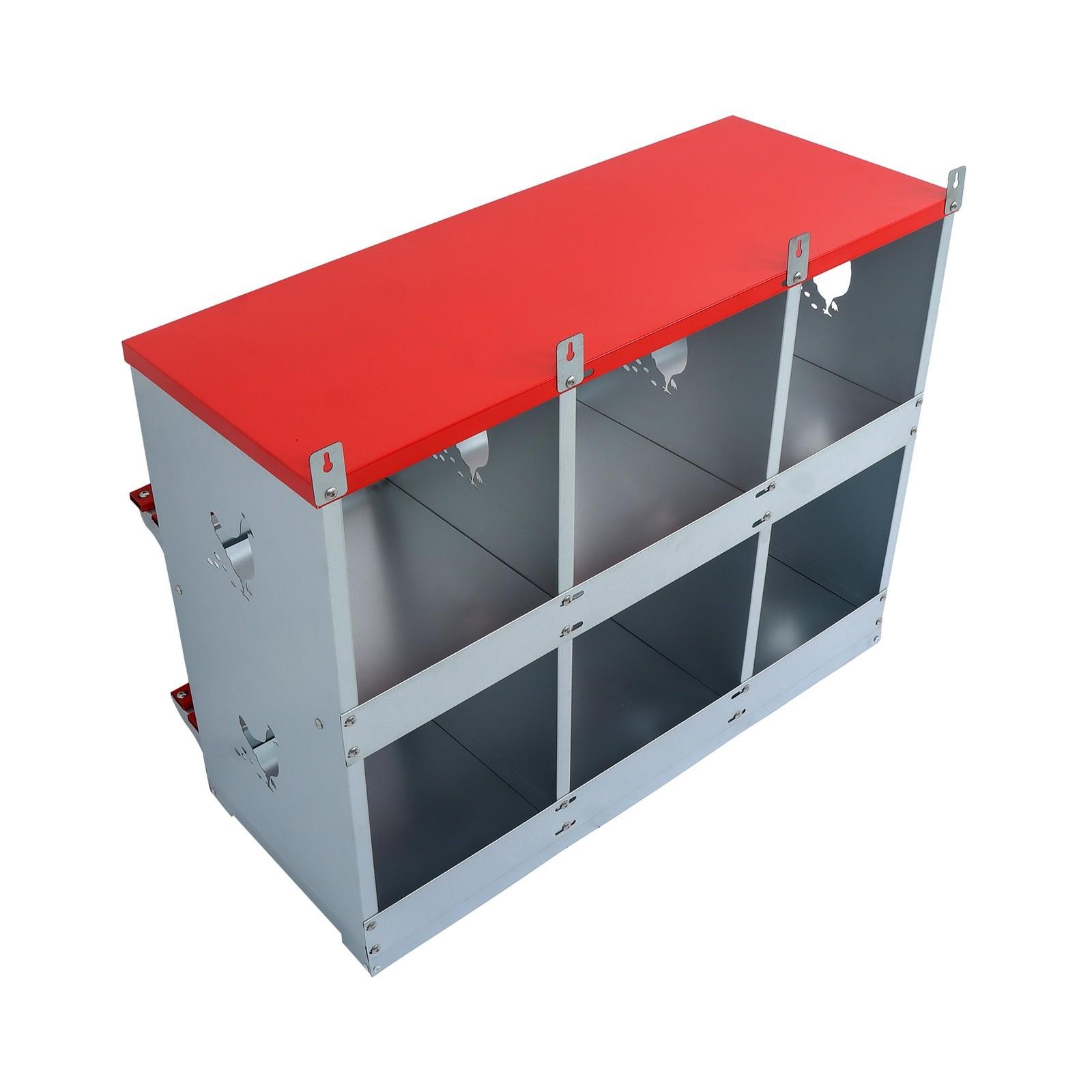 6 Compartment Heavy Nesting Box Chicken Nesting Box 6 Room Metal Nesting Red