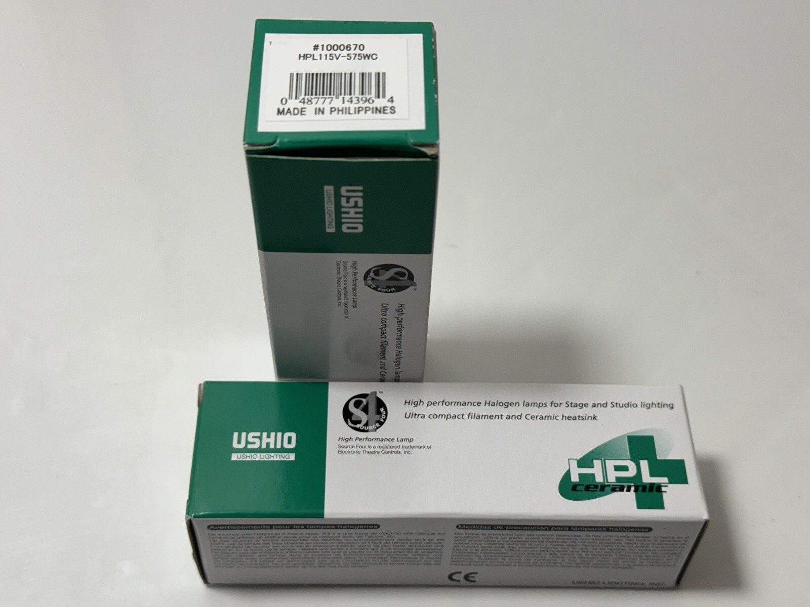 Lot (2) USHIO HPL Ceramic 575WC 115V High Performance Halogen Lamp Stage Bulbs