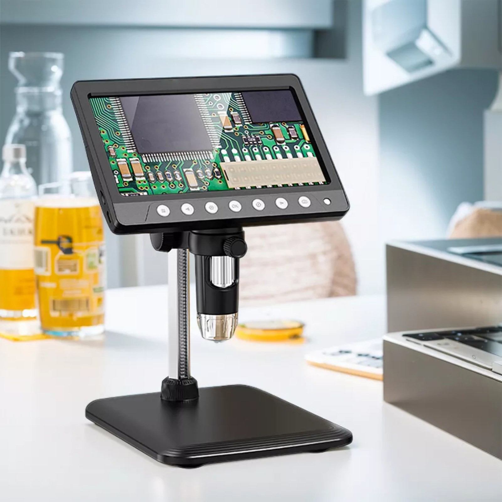 Durable 1200X 1080P Video Focusing Digital Microscope With 7 "IPS Screen