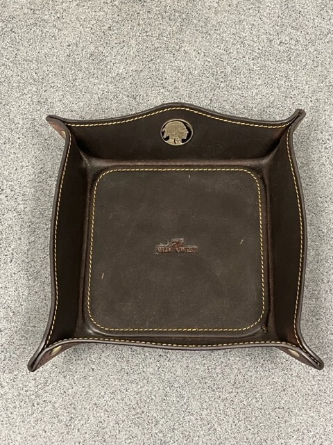 Leather Tray w/ a REAL hand enameled 1936 Buffalo Nickel - Indian Head side