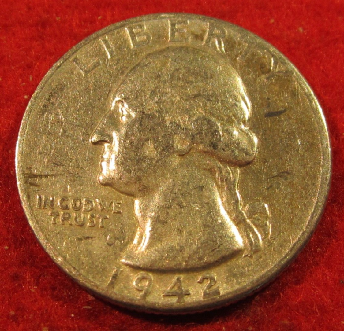 1942 P Washington Quarter - Circulated - 90% Silver - Actual Coin L205