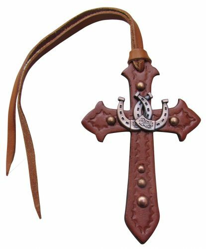 NEW! Showman Leather Tie On Cross with Horseshoe Concho! FREE SHIPPING!