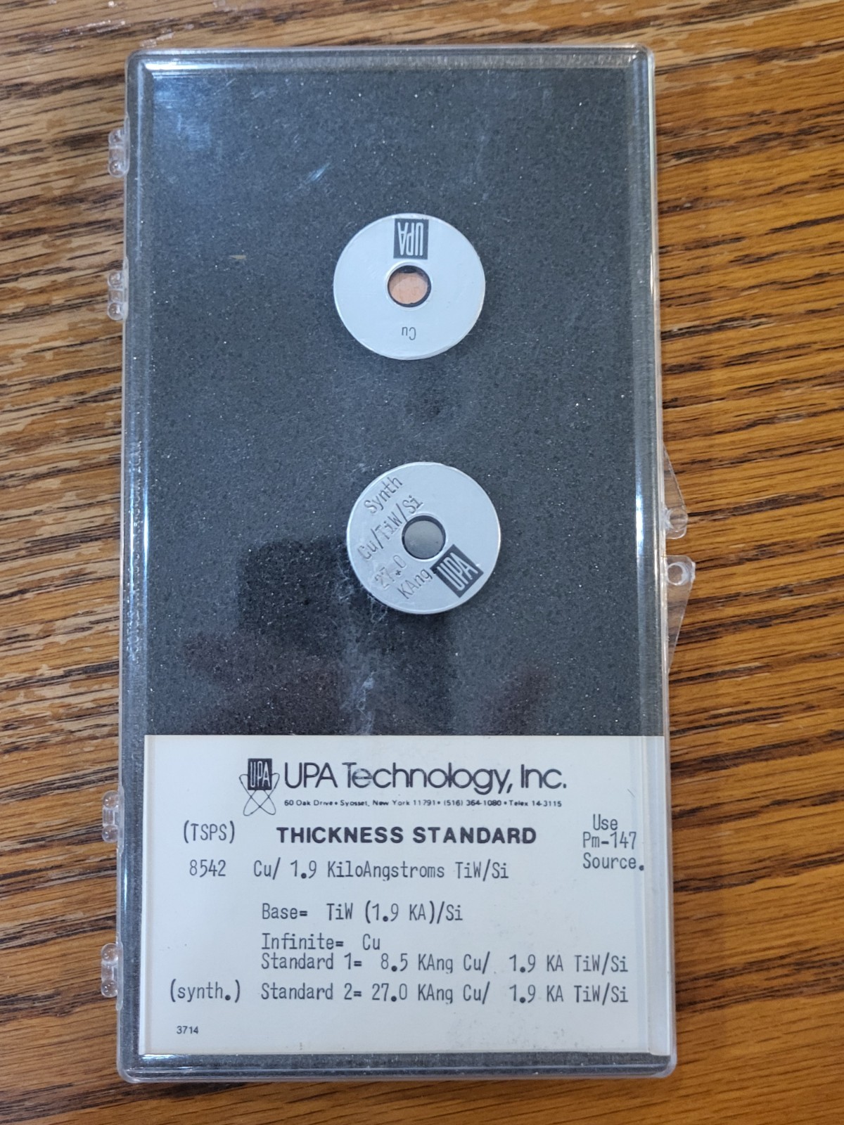 UPA Veeco Cu/1.9 KA TiW/Si Coating Thickness Calibration Standard Set w Disks.