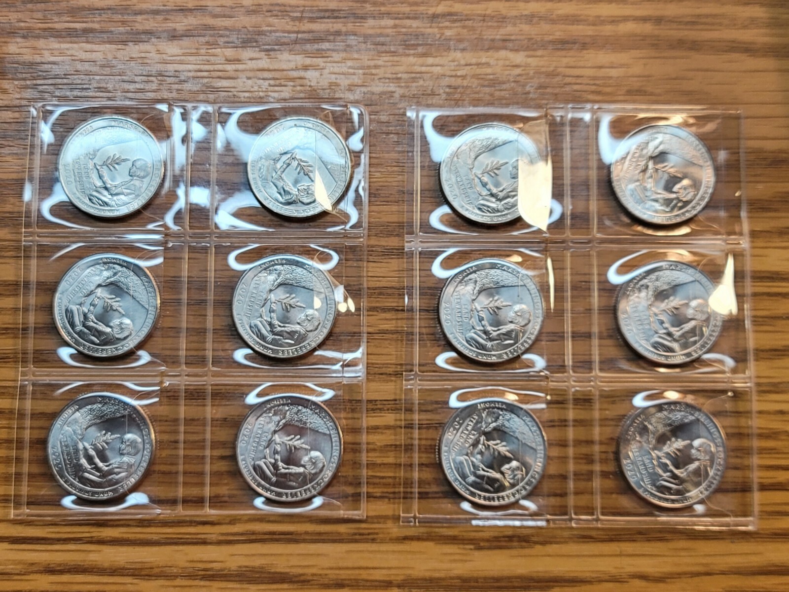 Lot of 12. 2020 P Marsh-Billings-Rock. ATB Quarters With 2 Die Chips.(Elbow).