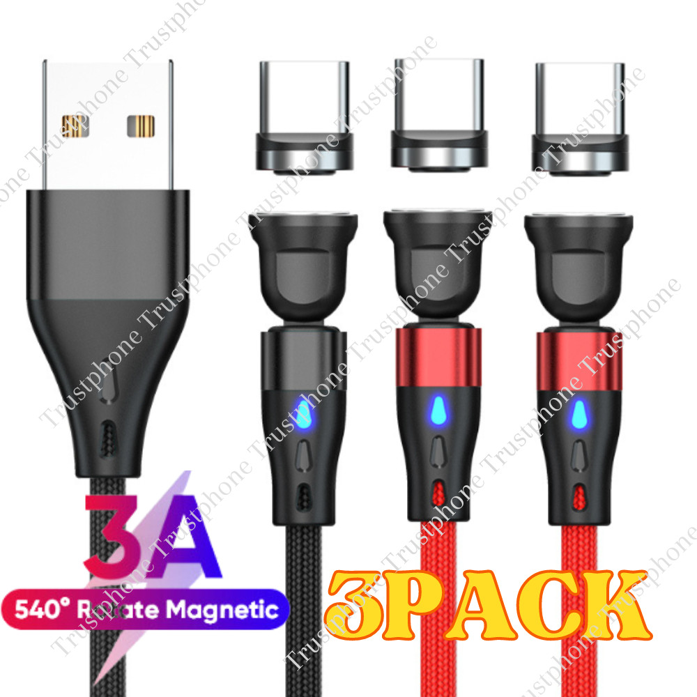 540° Rotate Magnetic Phone Charger Charging Type C Cable For Samsung Android