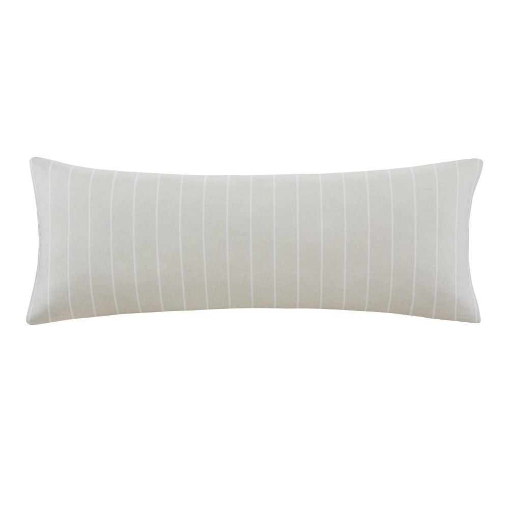 Microfiber Body Pillowcase Beige and White Stripe 20 x 52 Inches Hypoallergenic