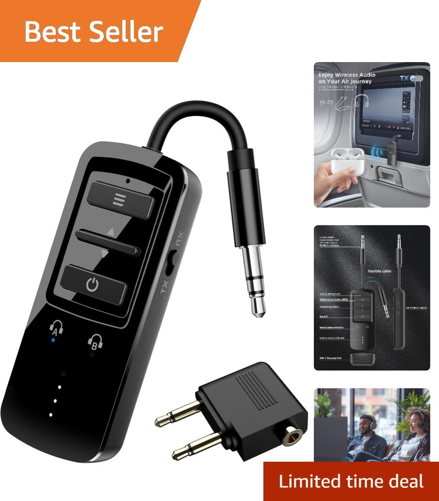 Bluetooth 5.2 Wireless Audio Transmitter & Receiver - 20+ Hour Battery Life