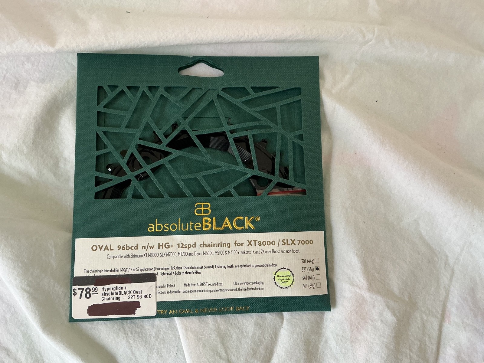 absoluteBLACK OVAL 32T 96 BCD HG+ 12 Chainring for XT8000/SLX7000