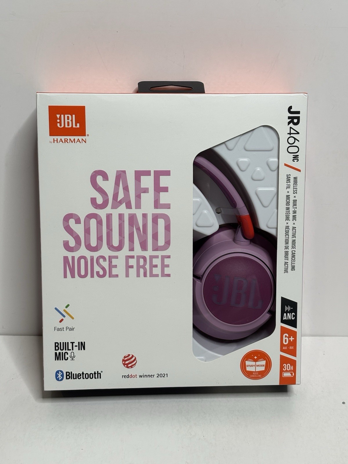 JBL JR 460NC Safe Sound Noise Free Bluetooth Headphones - Purple - Brand NEW